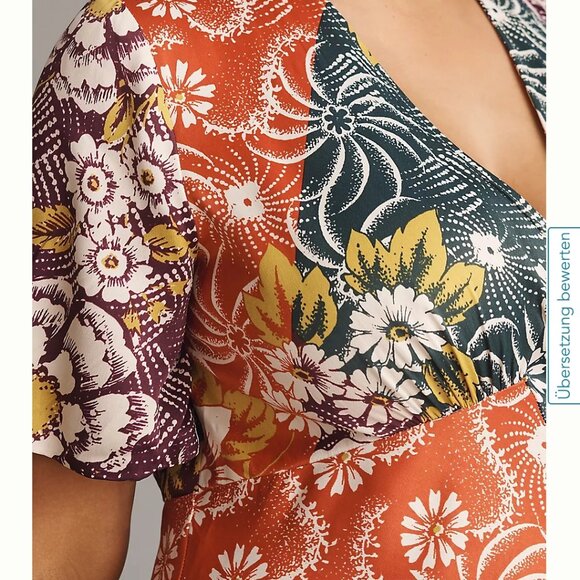 By Anthropologie V-Neck Flutter-Sleeve Buttoned Handkerchief Maxi Dress - Picture 4 of 9